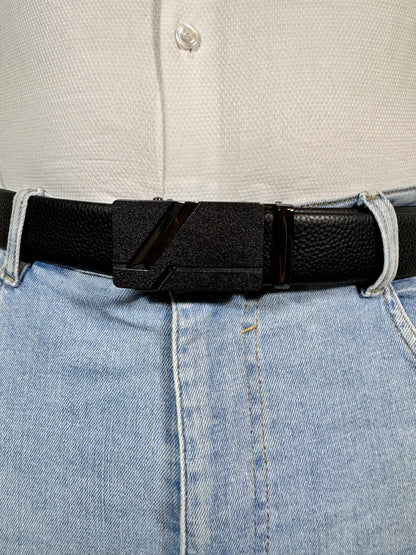 men's black leather belt