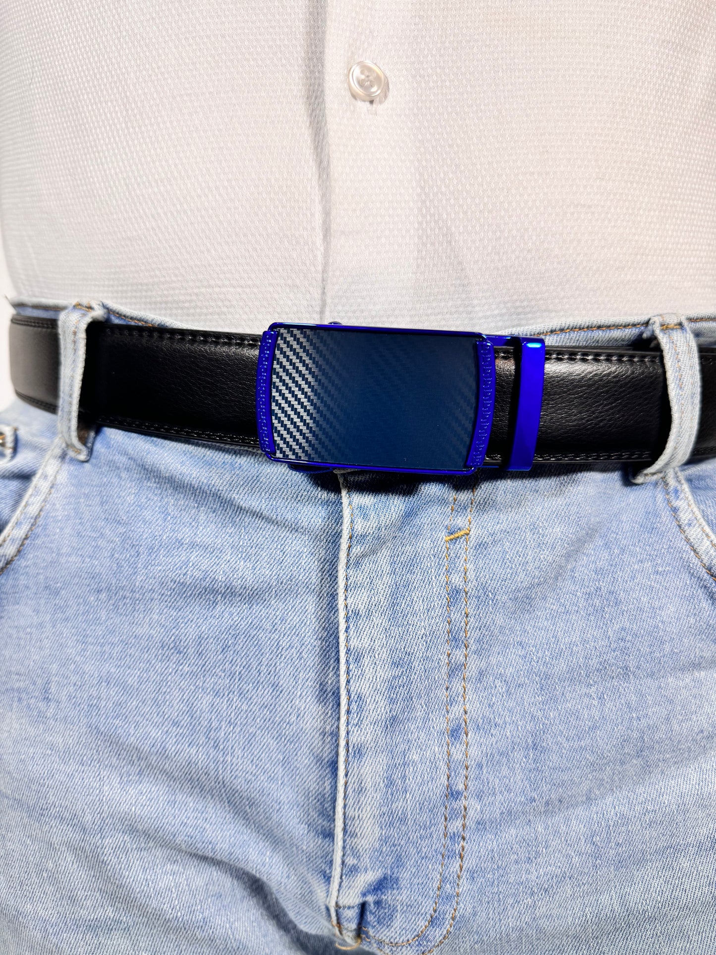 men's blue leather belt