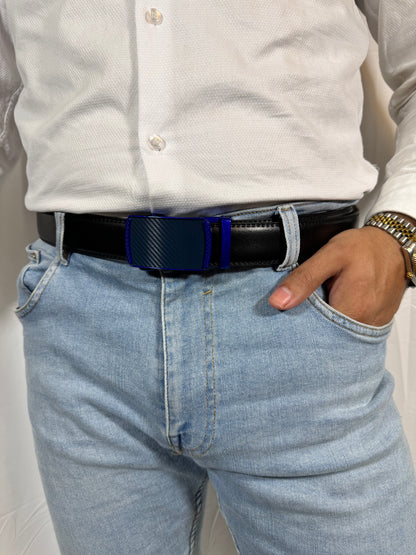 men's blue leather belt