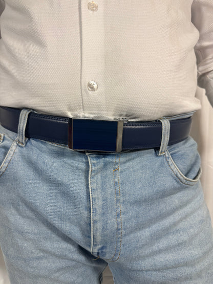 men's blue leather belt