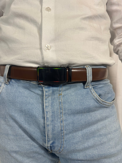 men's brown leather belt