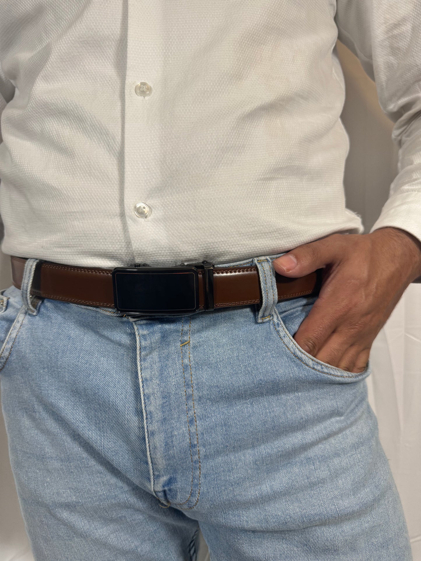 men's brown leather belt