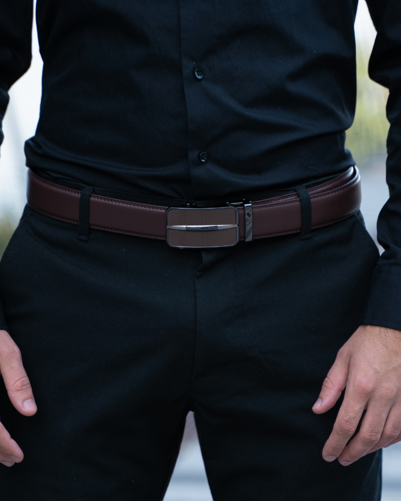 men's brown leather belt