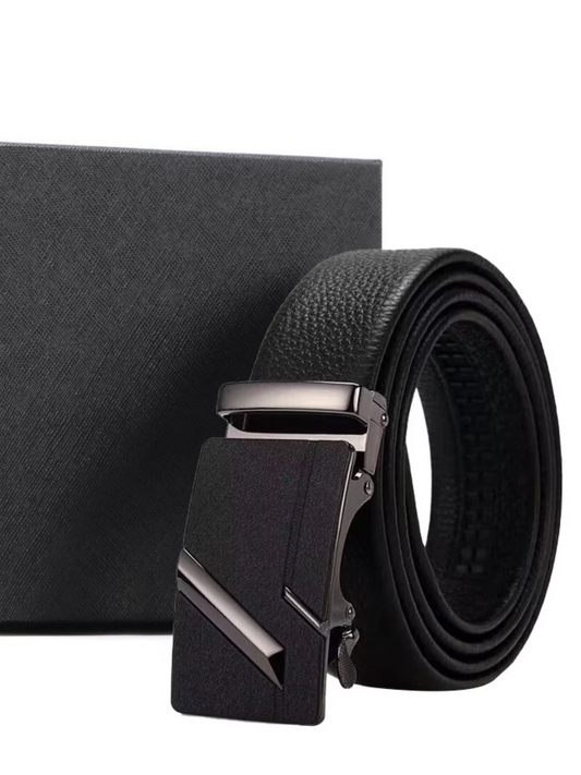 men's black leather belt