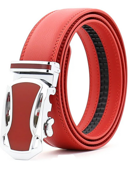 men's red leather belt