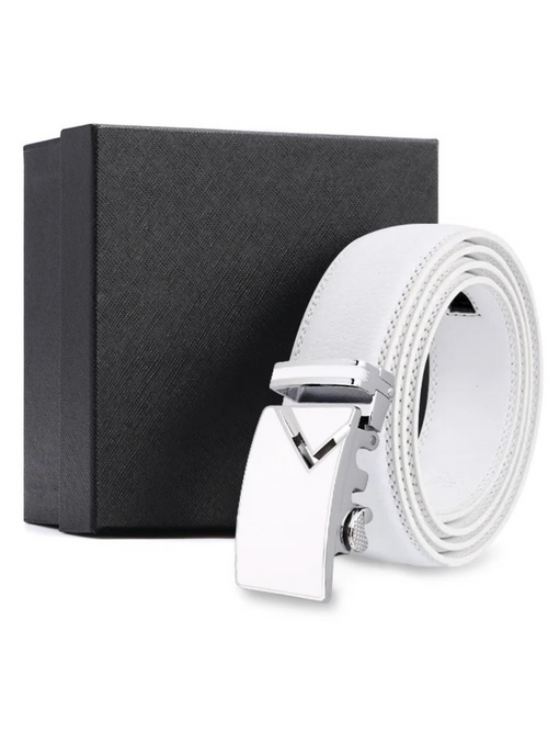 men's white leather belt