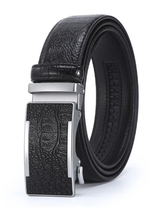 men's black leather belt